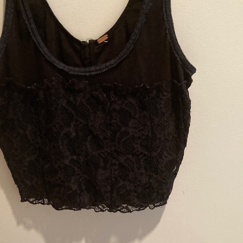 Free People Elegant Black Lace Crop Top